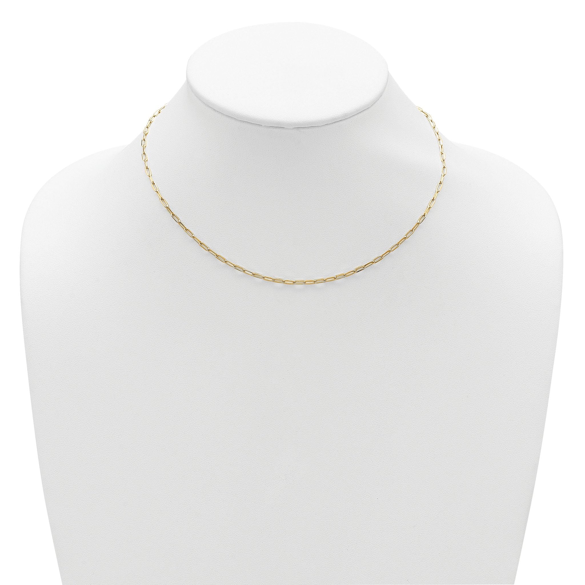 Sterling Silver Gold-plt 2.3mm Paperclip 1in+1in Adjustable Chain