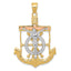 14K Tri-Color Gold Mariner's Cross Pendant with Diamond-Cut Textured Design