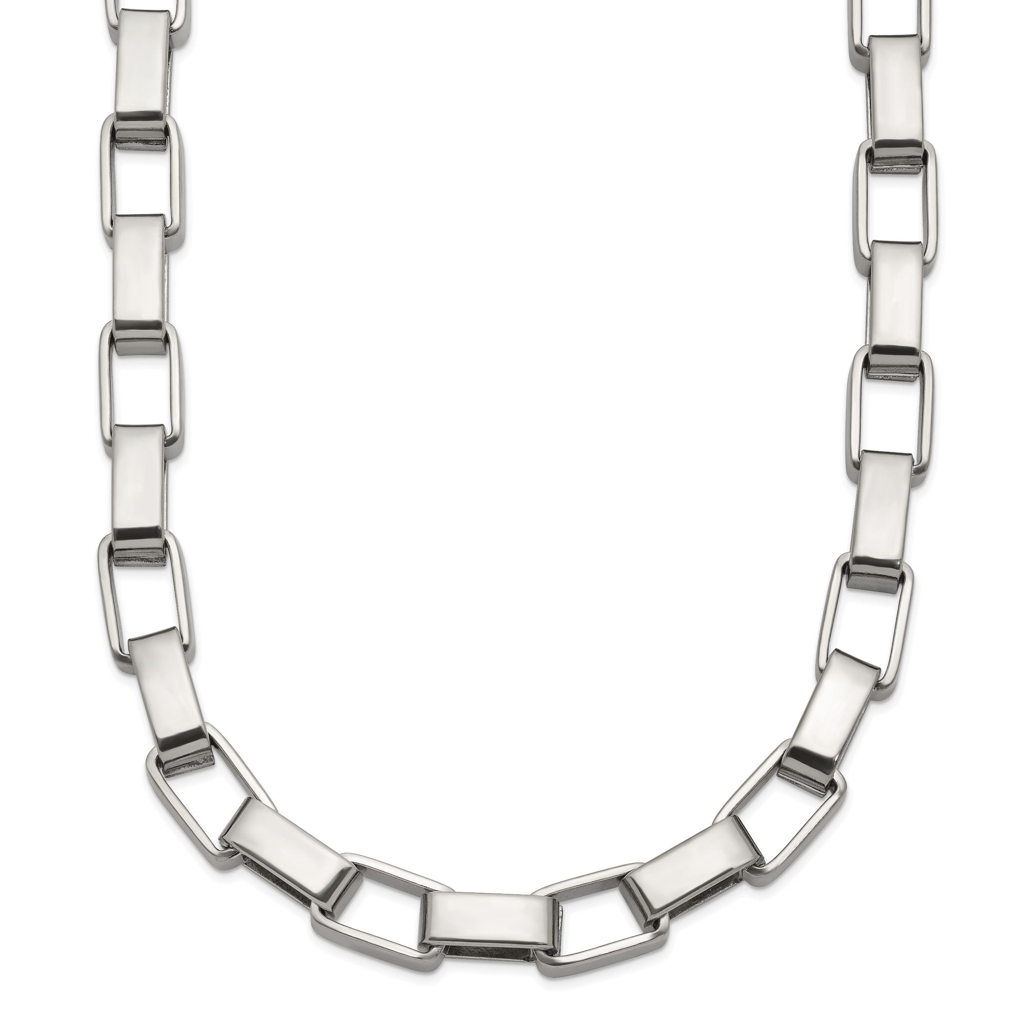 Polished Square Link Necklace in Stainless Steel, 6mm Main image