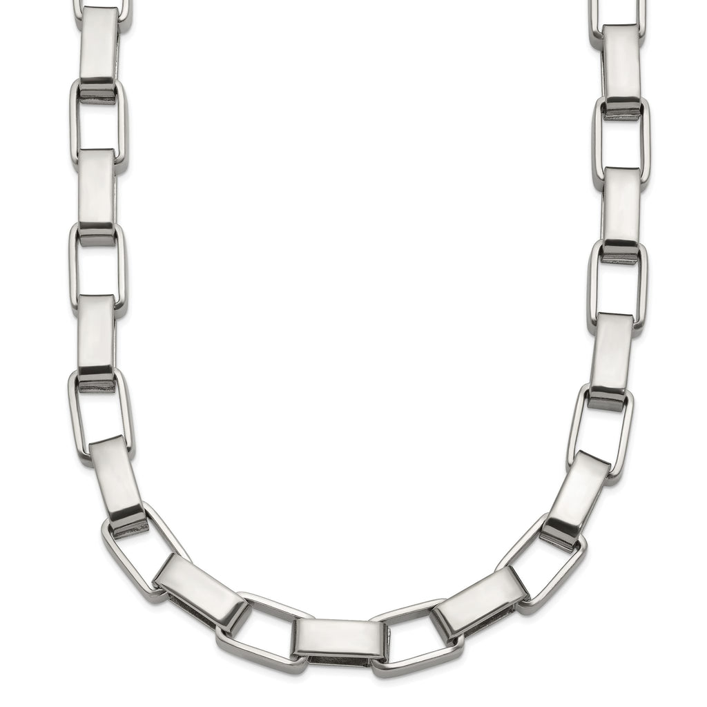 Polished Square Link Necklace in Stainless Steel, 6mm