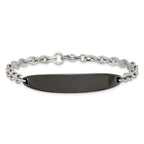 Stainless Steel Polished Cable Chain Black IP-plated ID Bracelet for Women