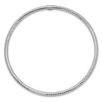 14K White Gold Diamond-Cut Slip-On Bangle with Polished Finish