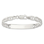 Sterling Silver Polished Engraveable Anchor Link ID Bracelet