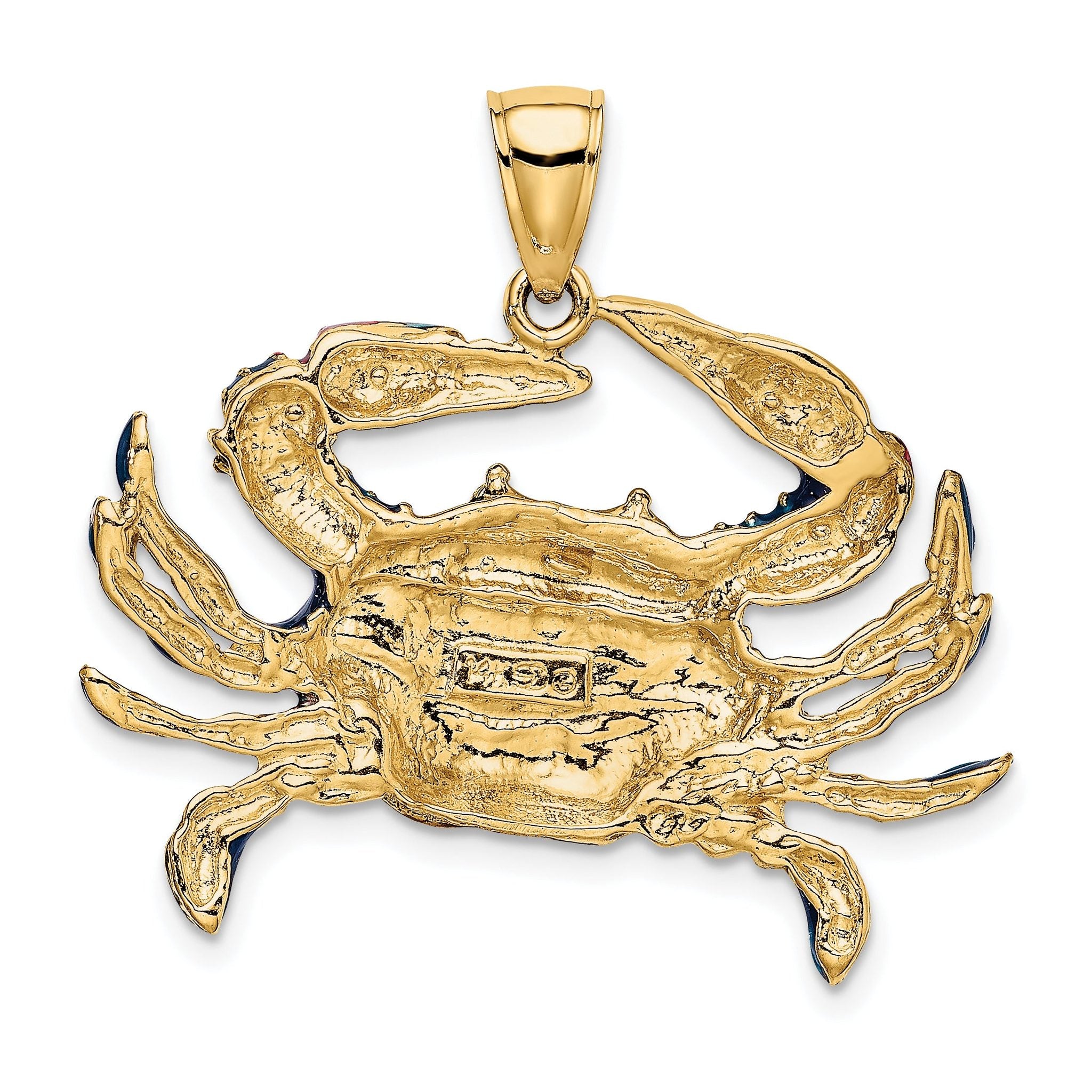 14K Blue Enamel Crab Charm