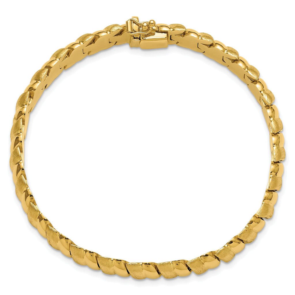 14K Polished and Brushed Fancy 8.0mm Bracelet