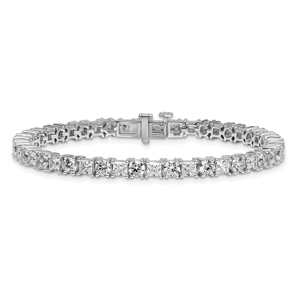 14k White Gold 10 carat Lab Grown Diamond VS+ F+ Complete Princess and Round Tennis Bracelet