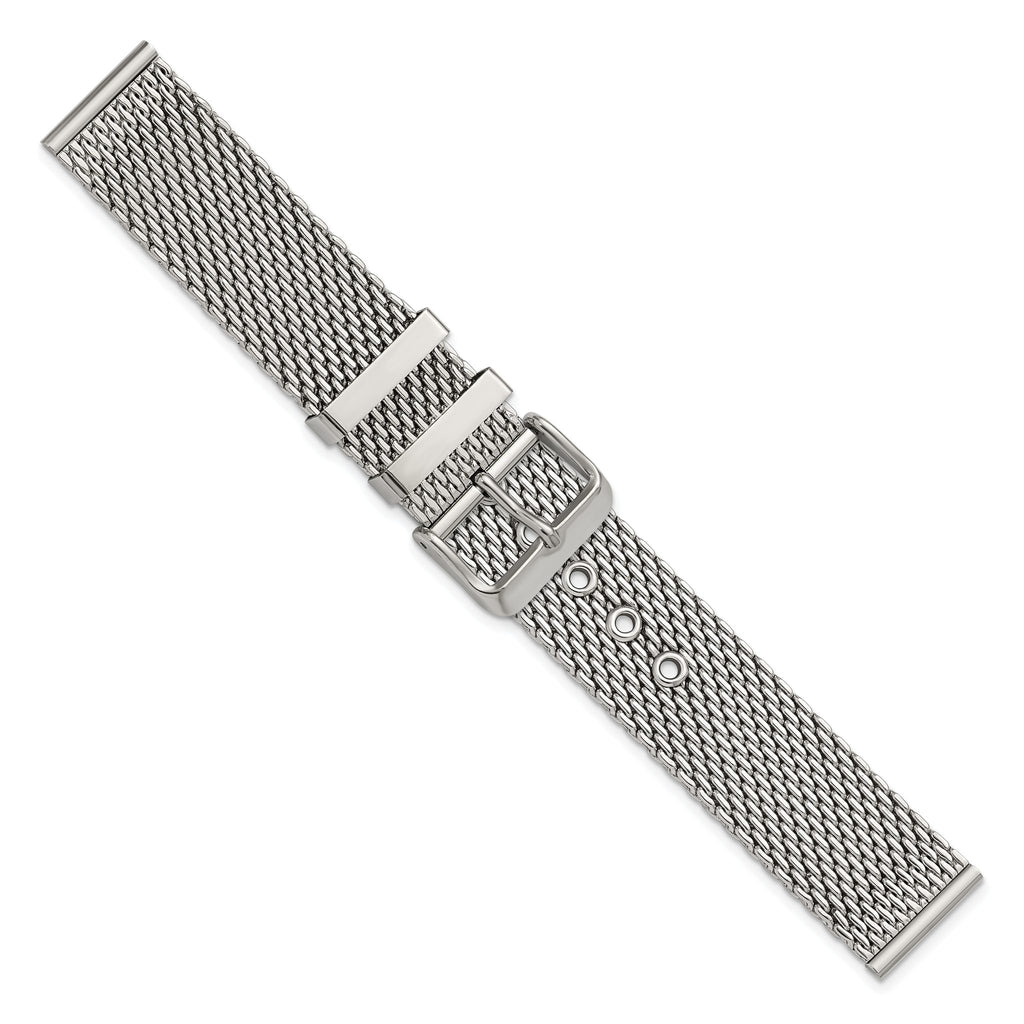 Two-Piece Mesh Watch Strap in Stainless Steel, 22mm