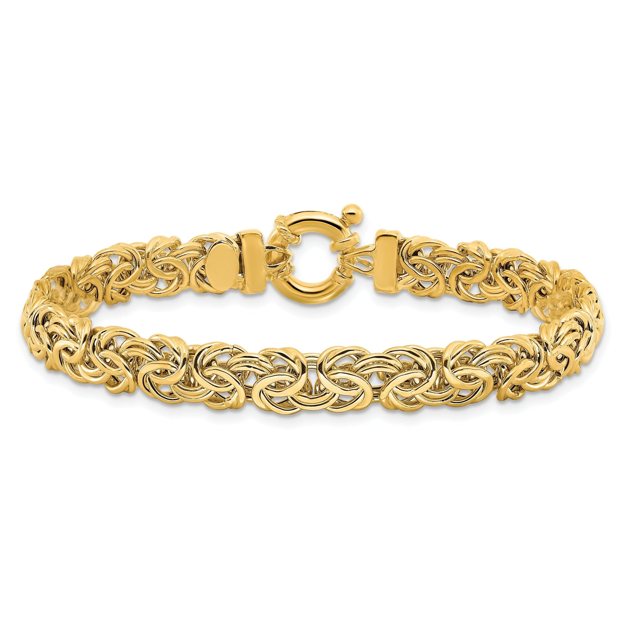 14k Fancy 7mm Flat Byzantine Bracelet