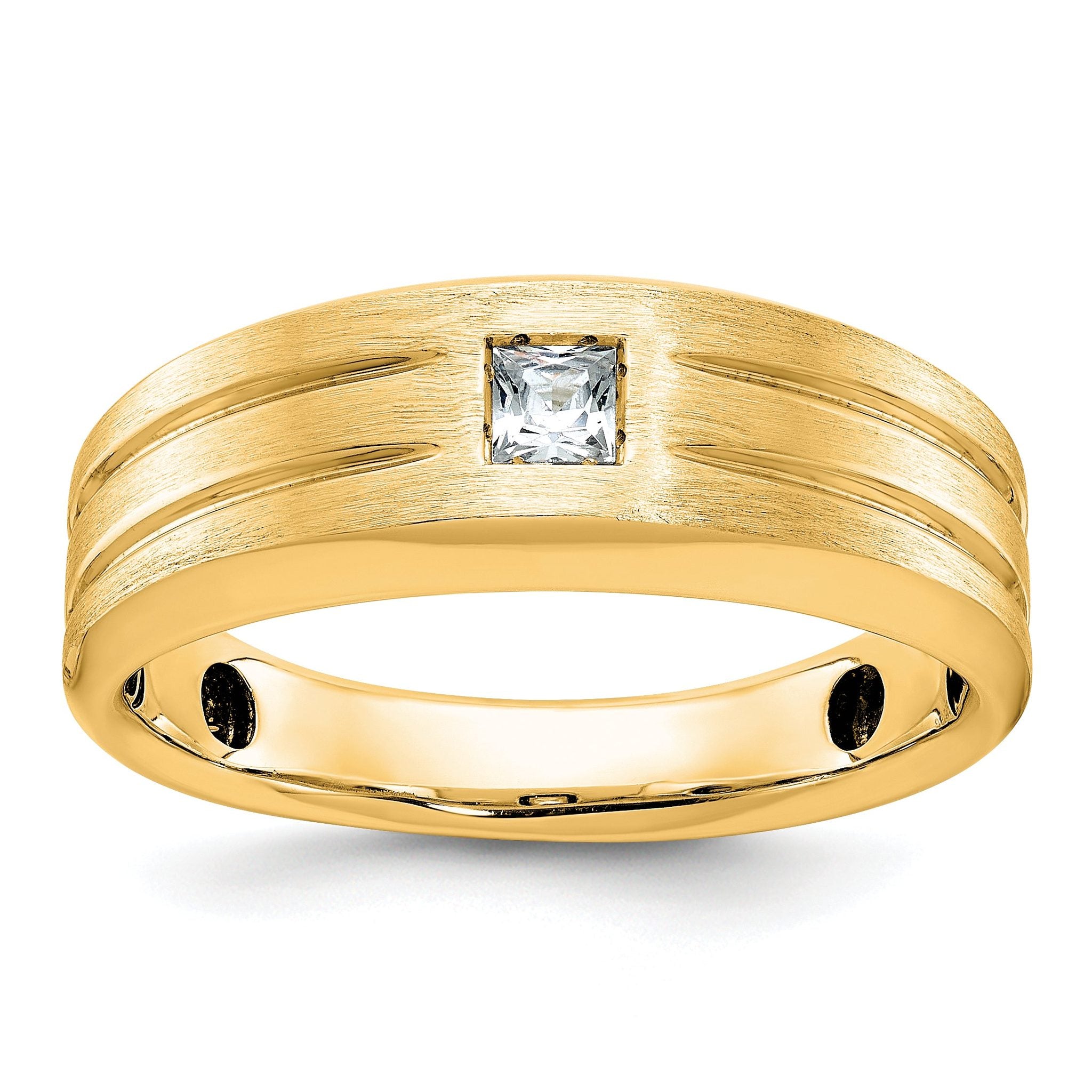 10k Men's Polished and Satin Diamond Complete Ring
