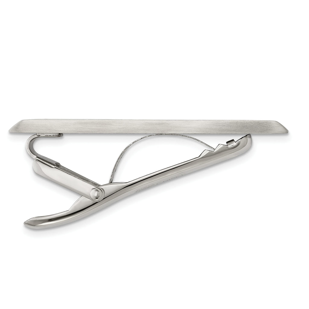 Men's Brushed Stainless Steel Tie Bar with Engravable Finish Gift Ready