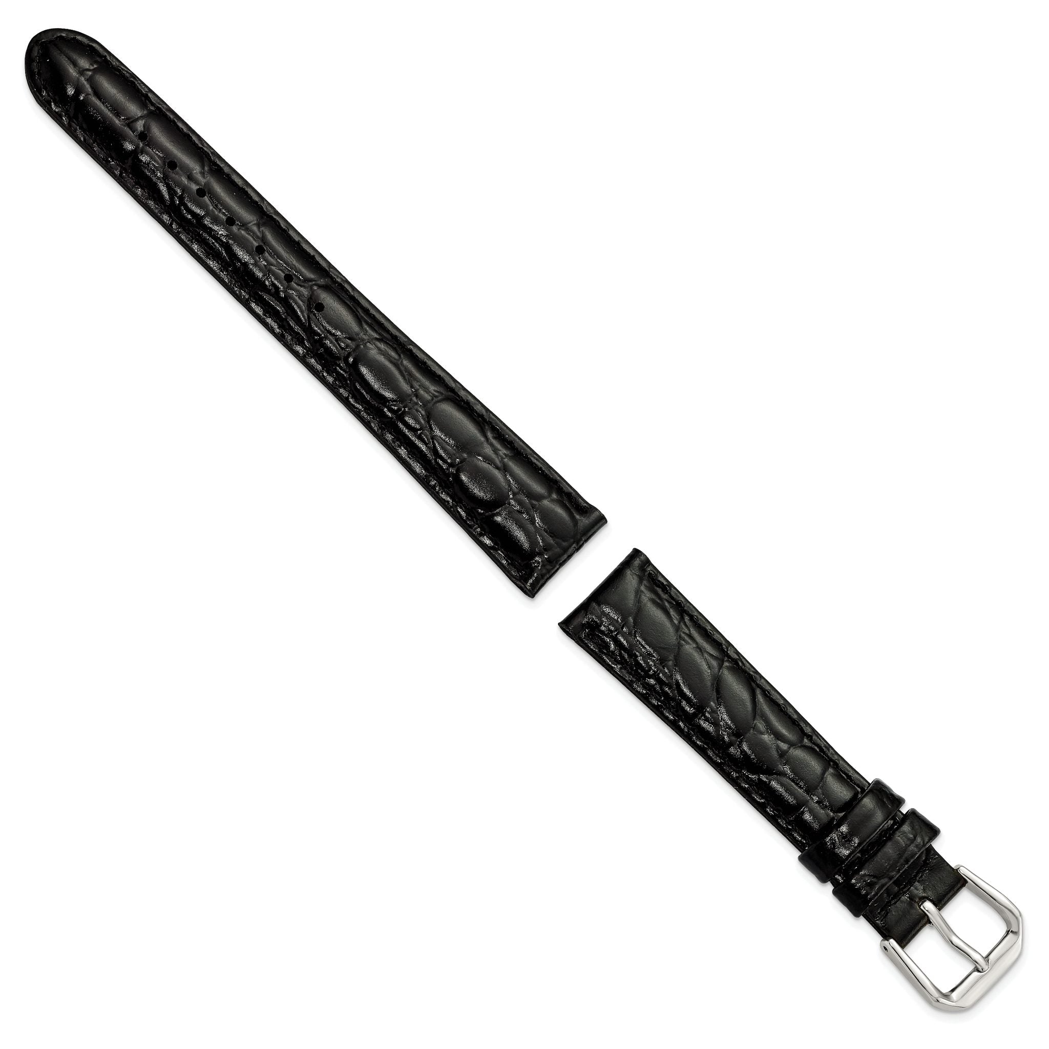 Alligator Grain Leather Watch Band in Black, 18mm Secondary image