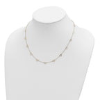 14K Gold Heart Link Necklace with Polished Open Hearts and 17-Station Design