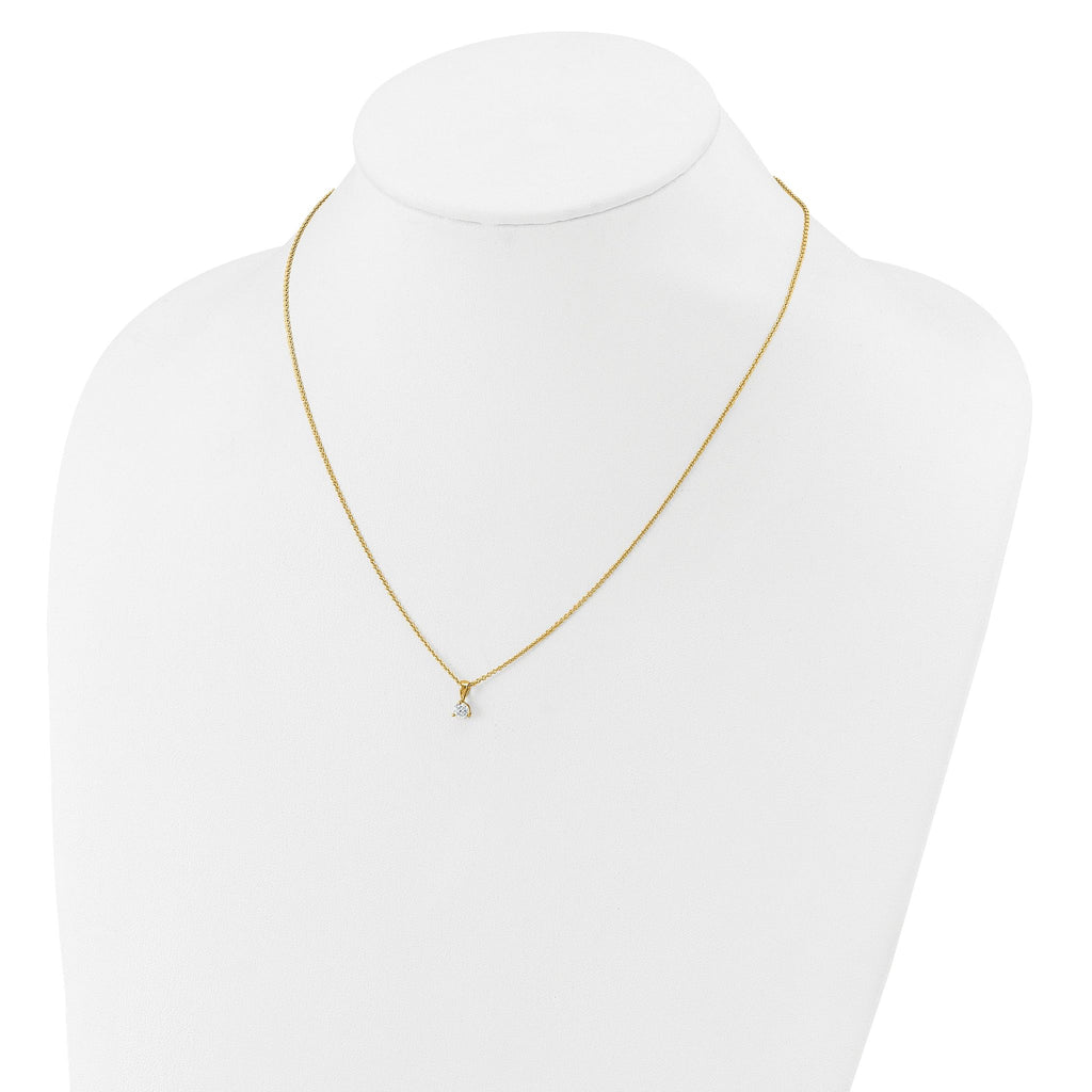 14k 1/4 carat Lab Grown Diamond VS/SI+ G+ Three Prong 18 inch Solitare Pendant Necklace