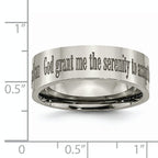 Unisex Titanium Serenity Prayer Wedding Band with Polished Laser Design