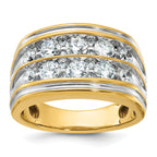 14k Mens Polished and Grooved 2-Row Ring Mounting, Mounting Only