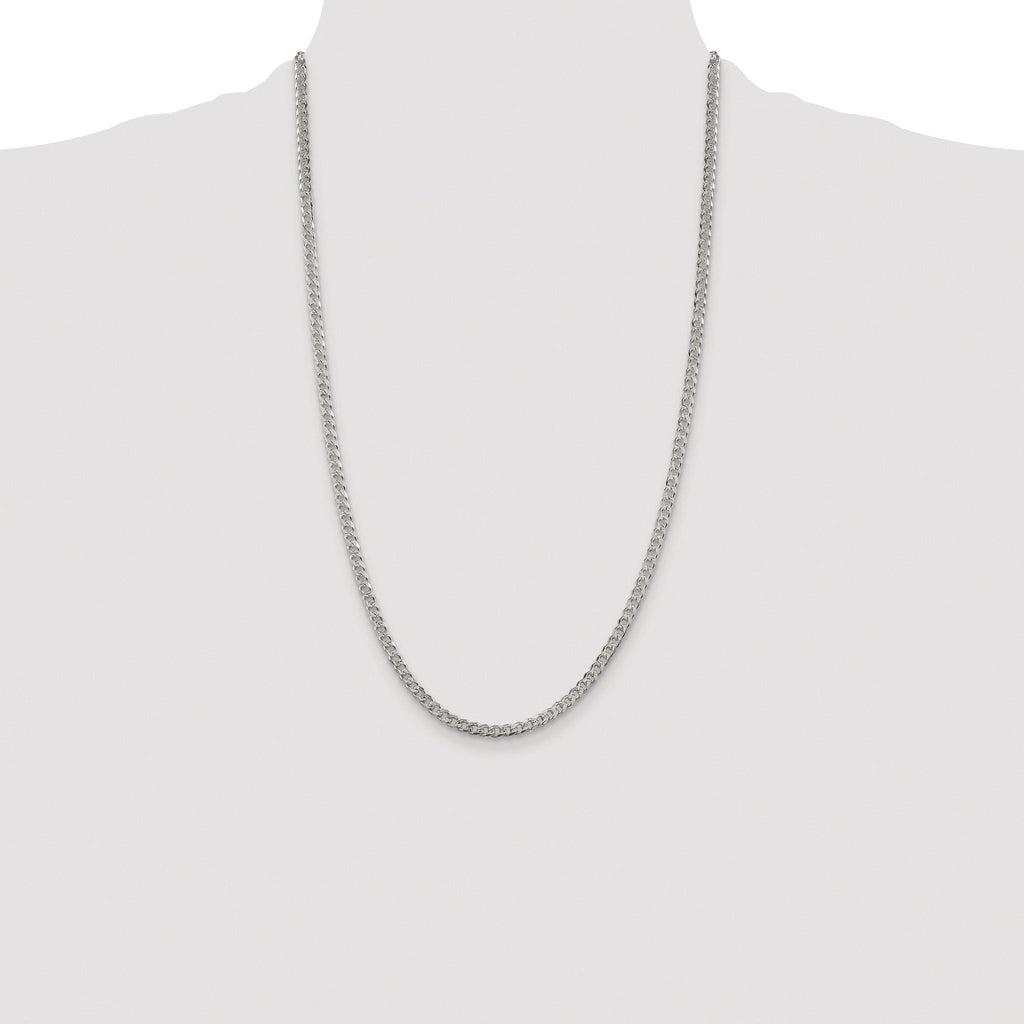 Pavé Curb Chain Necklace in Sterling Silver, 3.8mm