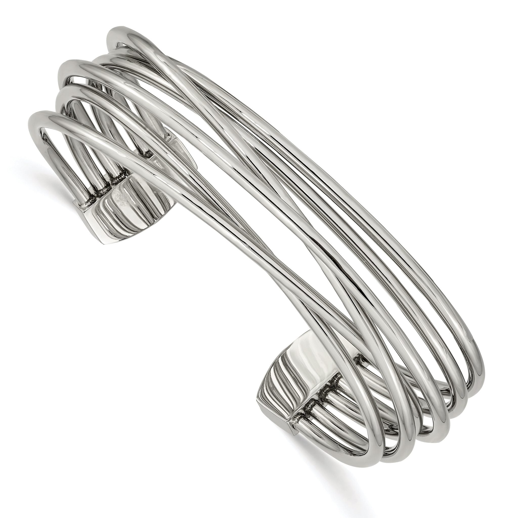 Stainless Steel Polished Twisted 18mm Cuff Bangle Bracelet for Women