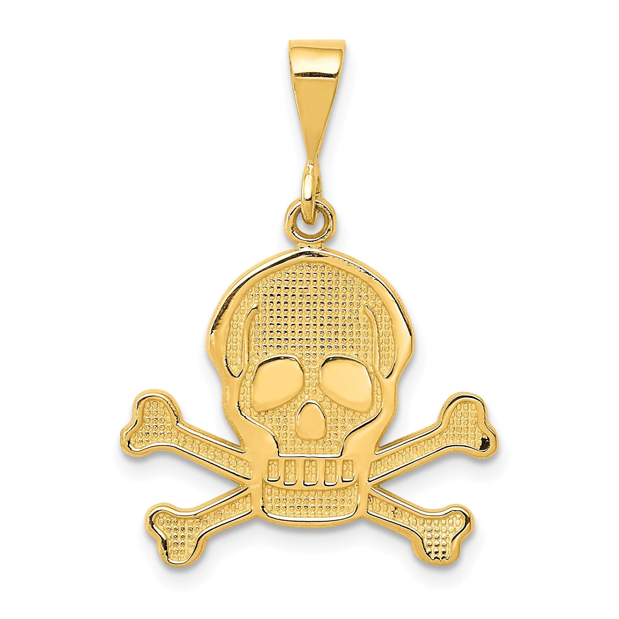 14K Gold Skull and Bones Pendant for Men Bold Themed Charm