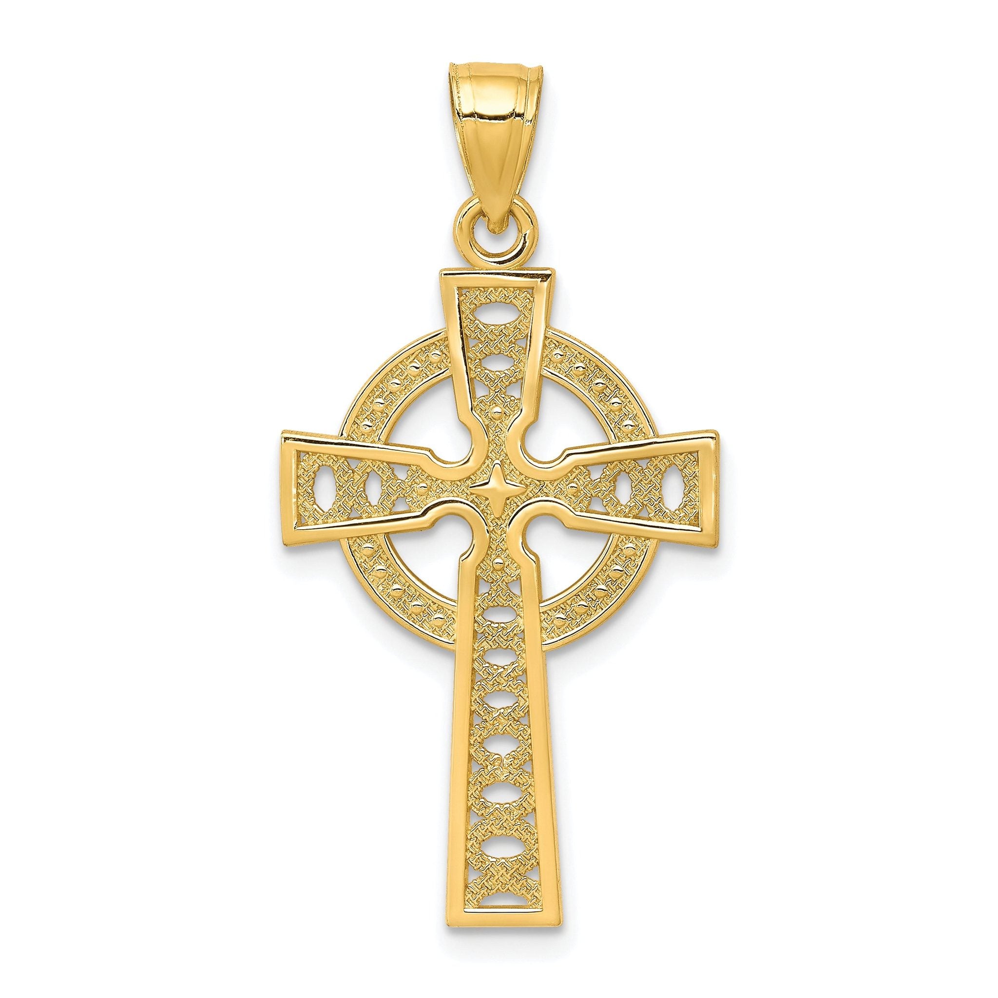 10K Gold Iona Cross Pendant with Polished Finish Solid