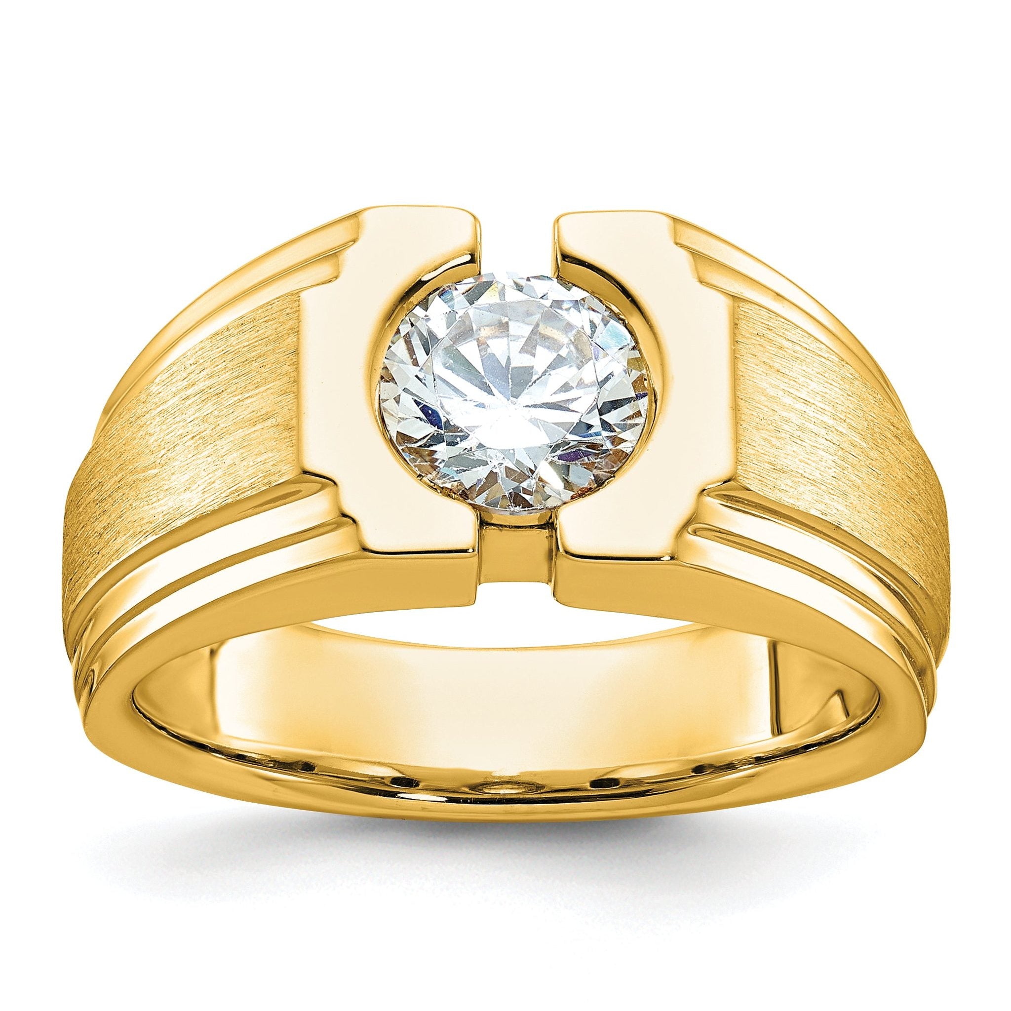10k Men's Polished and Satin Diamond Ring Mounting (No Stone Included) (No Stones Included)