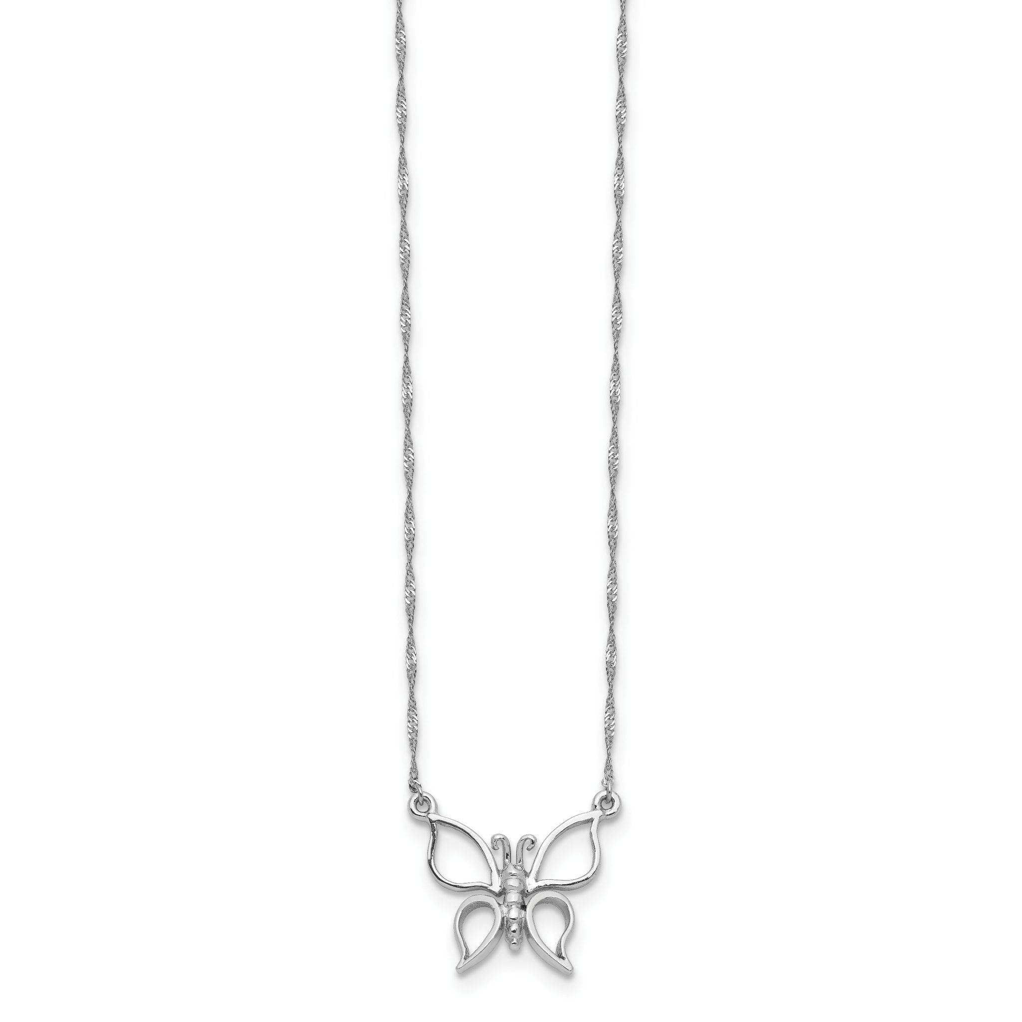 14K White Gold Butterfly Necklace with Rhodium Polished Finish  Elegant Women's Jewelry Secondary image