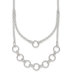 Sterling Silver Polished and Textured Circles Multi-strand 16 inch with 2 inch Extension Necklace