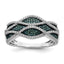 Sterling Silver Rhod Plated Blue and White Diamond Ring