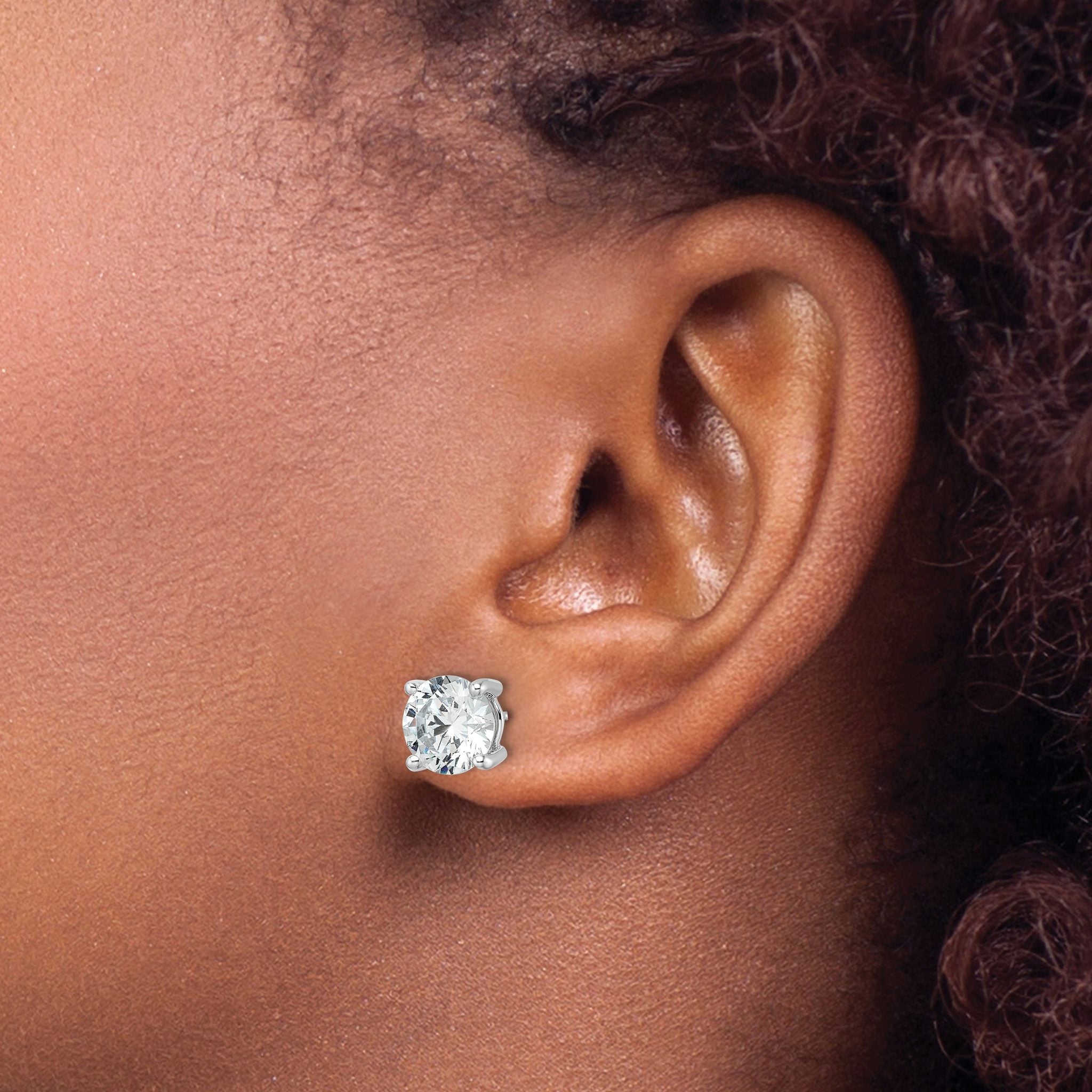 14K White Gold 5 ct Certified Lab-Created Diamond VS+ F+, 4-Prong Stud Earrings