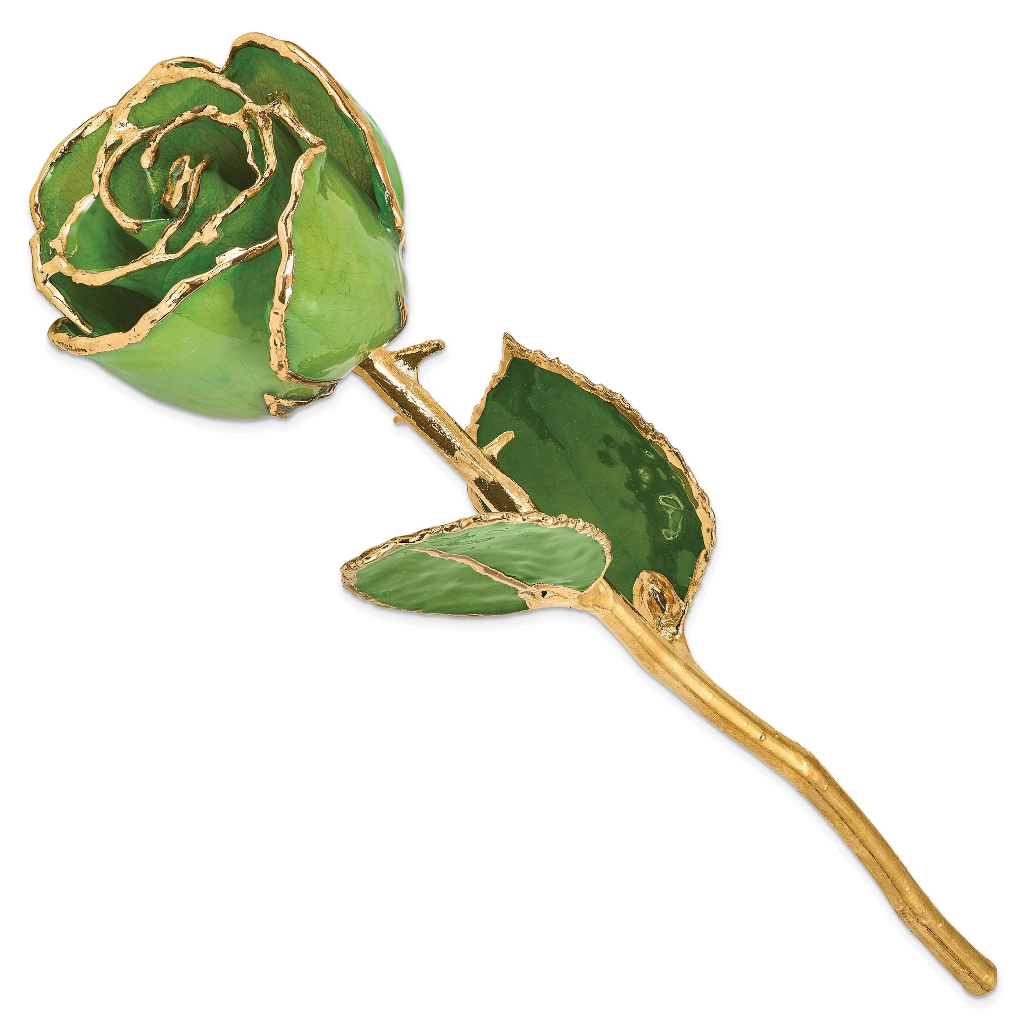 Lacquer Dipped Gold Trimmedmed Peridot/Topaz Real Rose Secondary image