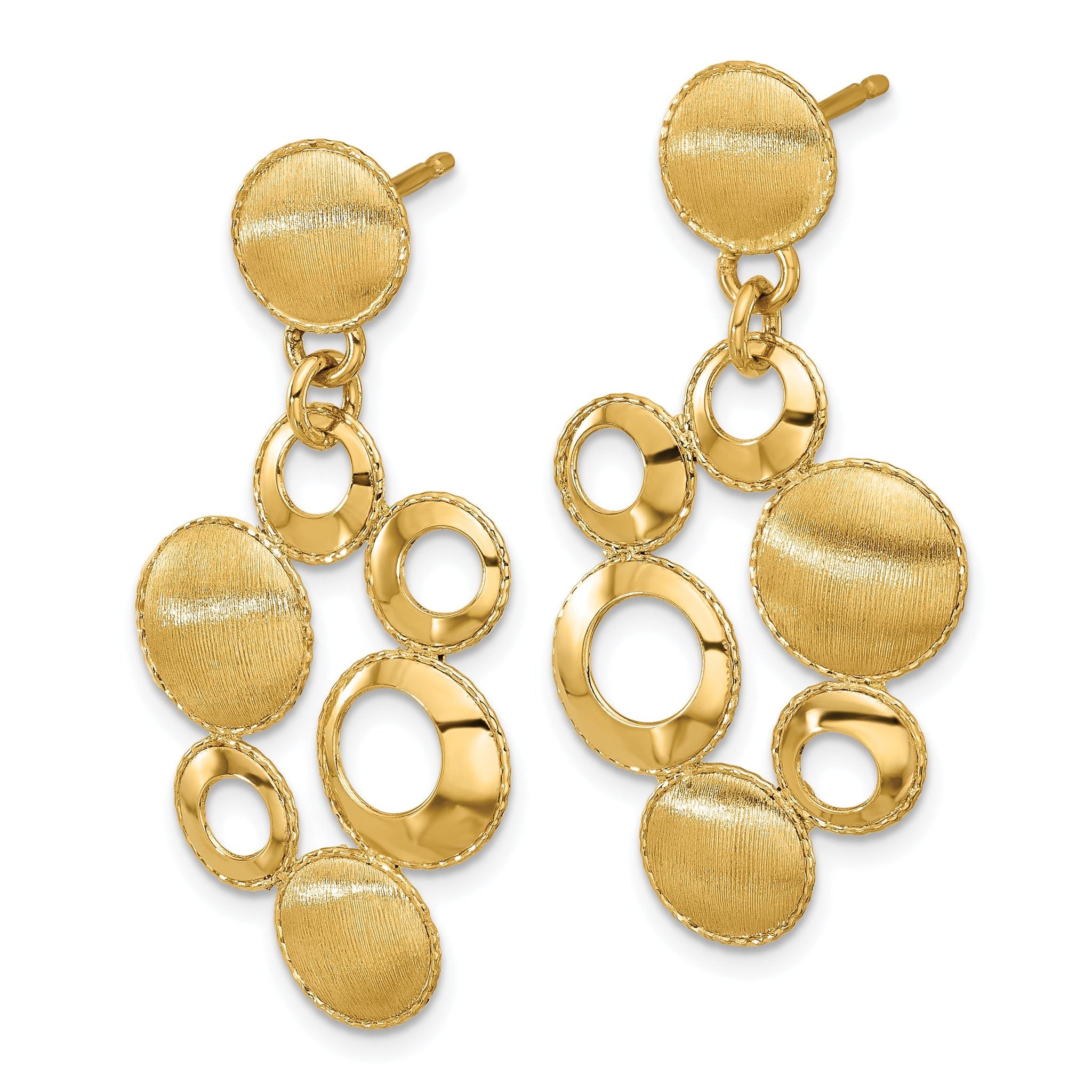 Leslie's' 14K Polished and Satin Circles Post Dangle Earrings Secondary image