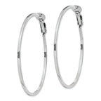 Sterling Silver RH-plated 1.5x50mm Omega Back Round Hoop Earrings