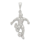 Sterling Silver 925 Polished Soccer Player Charm for Men