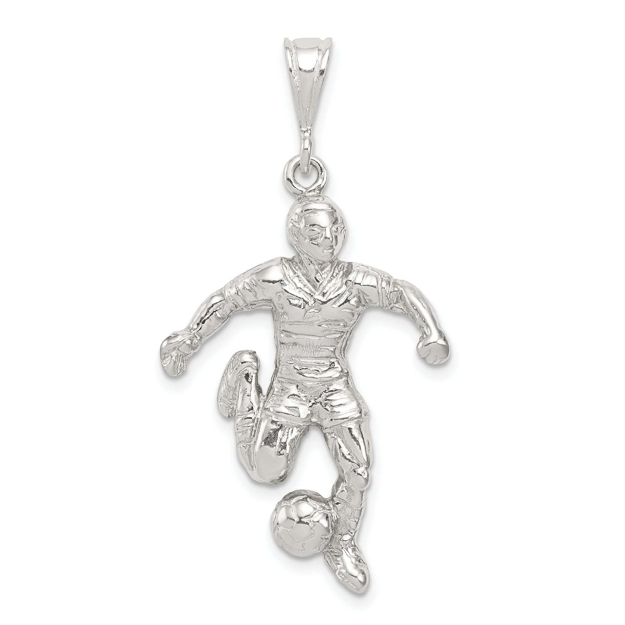 Sterling Silver 925 Polished Soccer Player Charm for Men