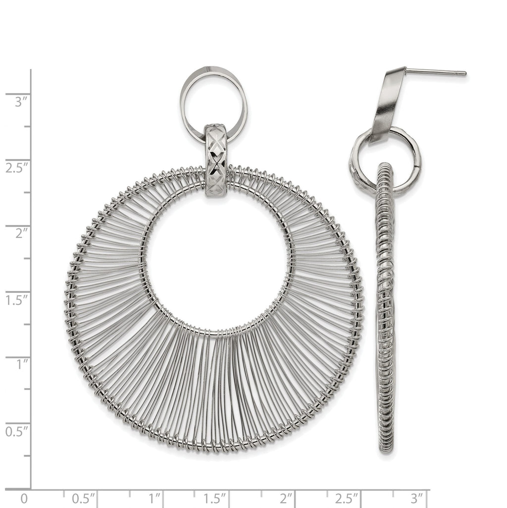 Stainless Steel Polished Textured Drop Dangle Earrings for Women