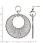 Stainless Steel Polished Textured Drop Dangle Earrings for Women