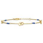 14k Polished Blue Spinel Beads and Squares 9 inch Plus 1 inch Extender - Total 10 inch Anklet