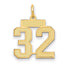 14K Gold Small Satin Number 32 Charm with Brushed Finish