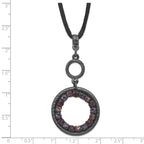 Pink & Purple Crystal Double Circle Necklace in Black-Plated Metal
