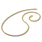 14K Yellow Gold Solid Wheat Chain Necklace 2.1mm