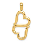 14K Gold Double Hearts Pendant with Polished Finish  Elegant and Solid Design