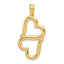 14K Gold Double Hearts Pendant with Polished Finish  Elegant and Solid Design