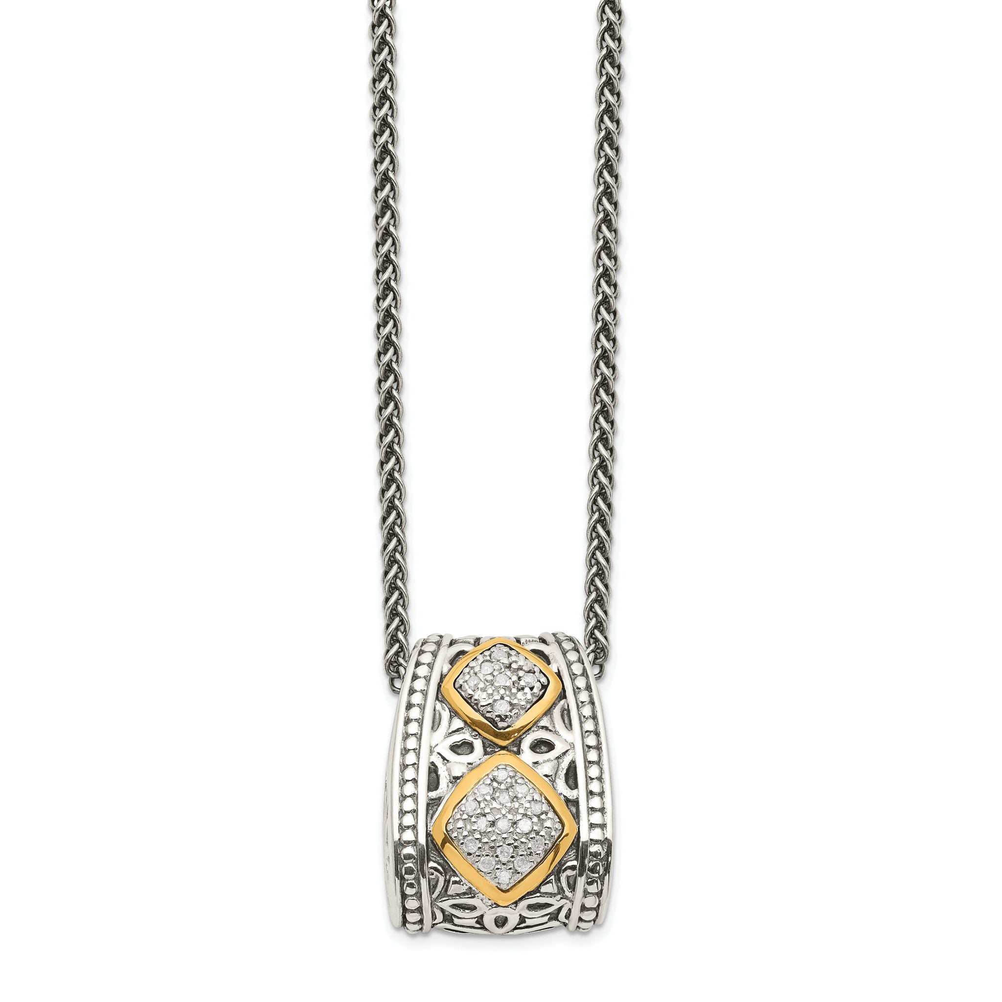 Shey Couture Sterling Silver Antiqued with 14K Accent Diamond 18 Inch Necklace Main image