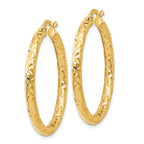 14K Gold Hollow Hoop Earrings with Polished and Textured Finish  Lightweight and Elegant