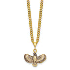 Luxury Giftware Pewter Bejeweled Crystals Gold-tone Enameled VALIANT Golden Eagle Trinket Box with Matching 18 Inch Necklace
