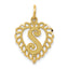 14K Gold Heart Letter S Charm with Diamond-Cut Sandblasted Finish Elegant & Themed