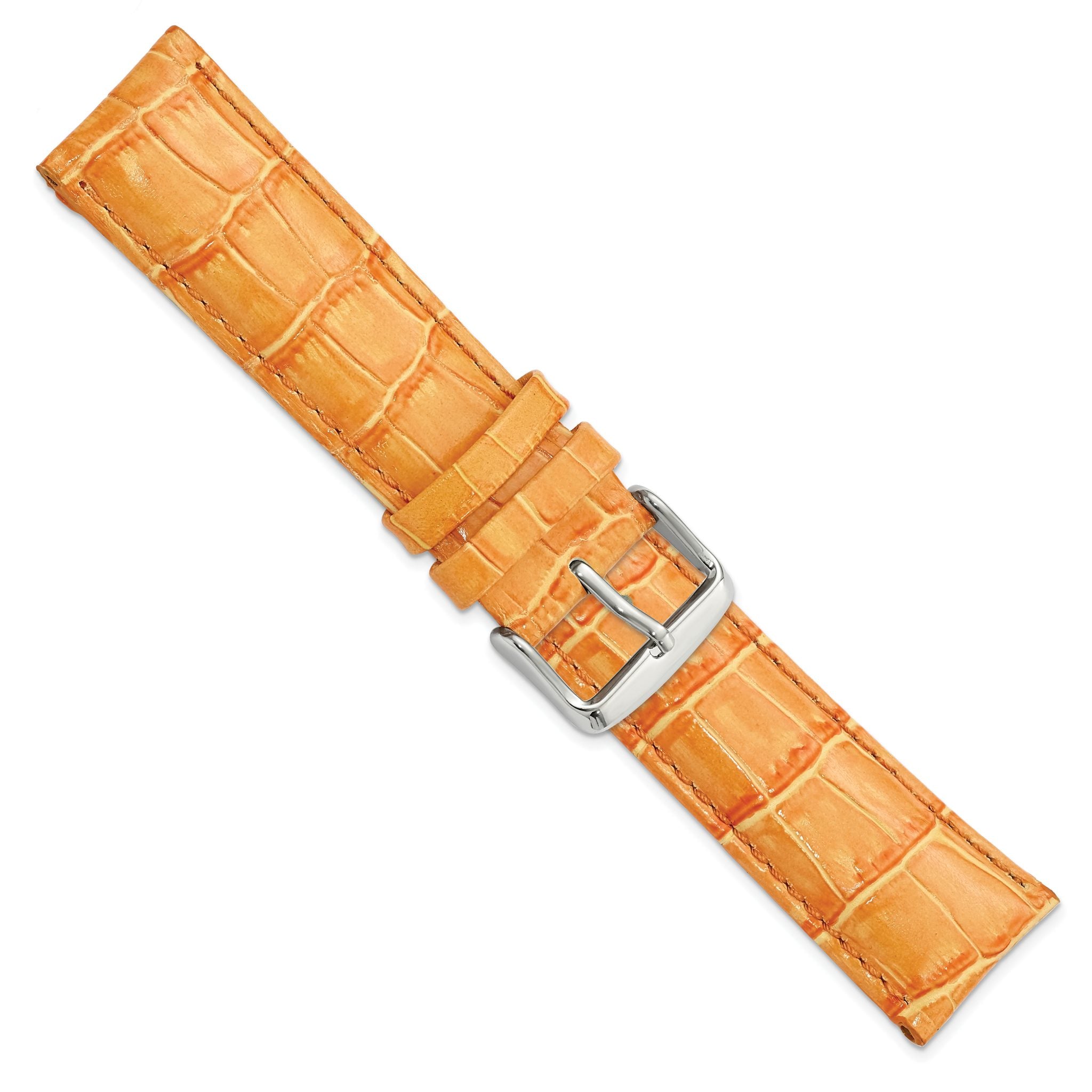Orange Crocodile-Grain Leather Watch Band, 12mm