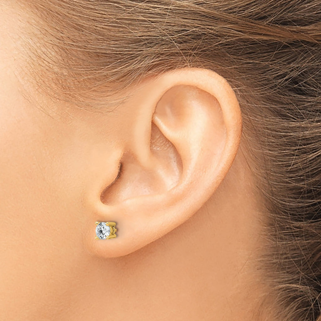 14K Yellow Gold 7/8 ct Lab-Created Diamond VS+ F+, 4-Prong Stud Earrings