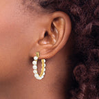 Sterling Silver Gold-plated 4-5mm White Button Freshwater Cultured Pearl Hoop Earrings