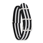 Striped Ballistic Nylon Watch Band in Black & White, 20mm