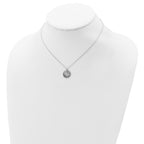 Sterling Silver Rhodium-plated I LOVE YOU MOM with CZ Heart Dangle 15 inch Necklace with 2 inch extension